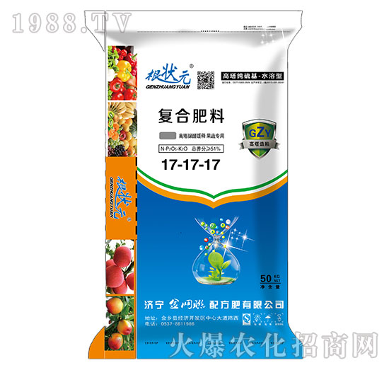 高塔脲醛緩釋果蔬專用復(fù)合肥料17-17-17-根狀元-金網(wǎng)聯(lián)